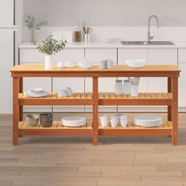 vidaXL Darbastalis Va&scaron;ko ruda 181.5 x 50 x 80 cm Kietos pu&scaron;ies mediena