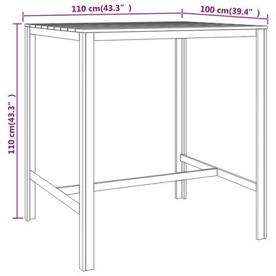 vidaXL Baro stalas, 110x100x110cm, impregnuota pušies mediena