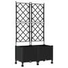 vidaXL Sodo vazonas su treliu ir ratais 2 vnt. Juoda 80 x 40 x 149 cm
