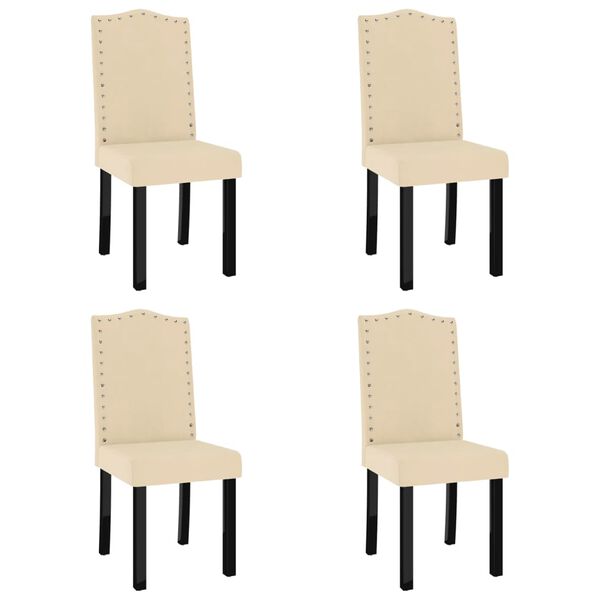 vidaXL Valgomojo kėdės, 4vnt., kreminės spalvos, aksomas