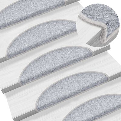 vidaXL Laiptų kilimėliai, 10vnt., šviesiai pilkos spalvos, 56x17x3cm