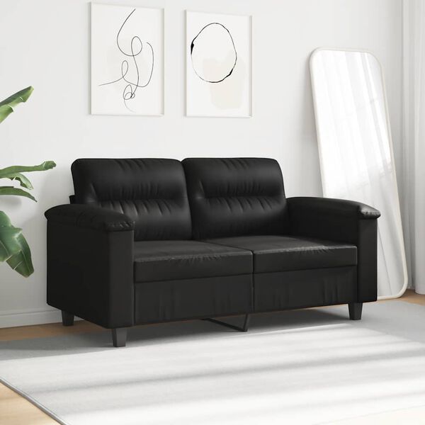 vidaXL Dvivietė sofa, juodos spalvos, 120cm, mikropluošto audinys