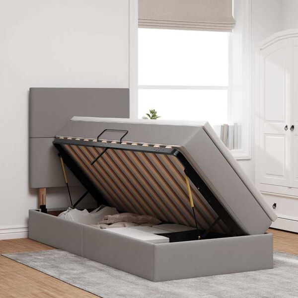 vidaXL Lova su daiktų laikymo vieta ir LED su LED Taupe 90 x 190 cm
