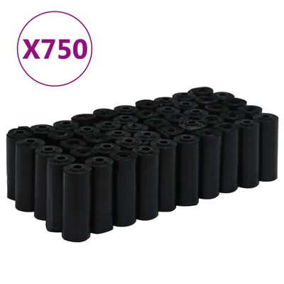 vidaXL Šunų ekskrementų maišeliai, 750vnt., juodi, 30x20cm, PE