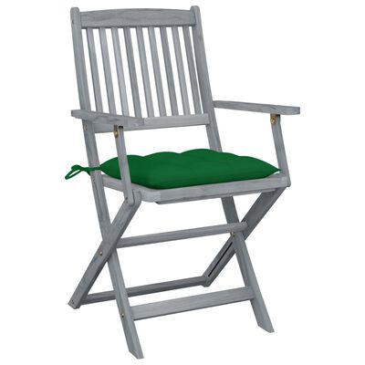 vidaXL Sulankstomos lauko kėdės su pagalvėmis, 2vnt., akacijos masyvas
