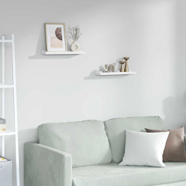 vidaXL Sieninė lentyna su lentyna 2 pcs Balti marmuro 40 x 9 x 3 cm