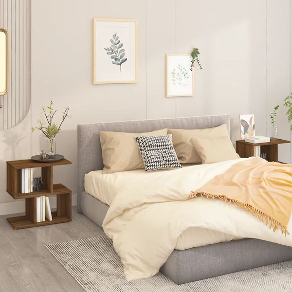 vidaXL Naktinės spintelės, 2vnt., rudos ąžuolo, 50x30x51,5cm, mediena