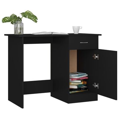 vidaXL Rašomasis stalas, juodos spalvos, 100x50x76cm, apdirbta mediena