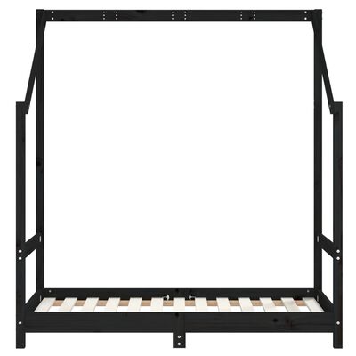 vidaXL Vaikiškos lovos rėmas, juodas, 2x(70x140)cm, pušies masyvas