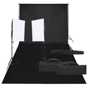 vidaXL Fotostudijos rinkinys su ap&scaron;vietimo rinkiniu ir fonu