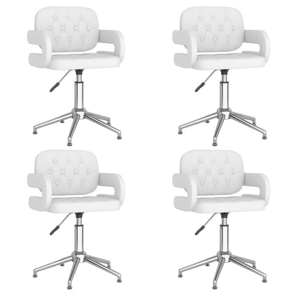 vidaXL Pasukamos valgomojo kėdės, 4vnt., baltos spalvos, dirbtinė oda