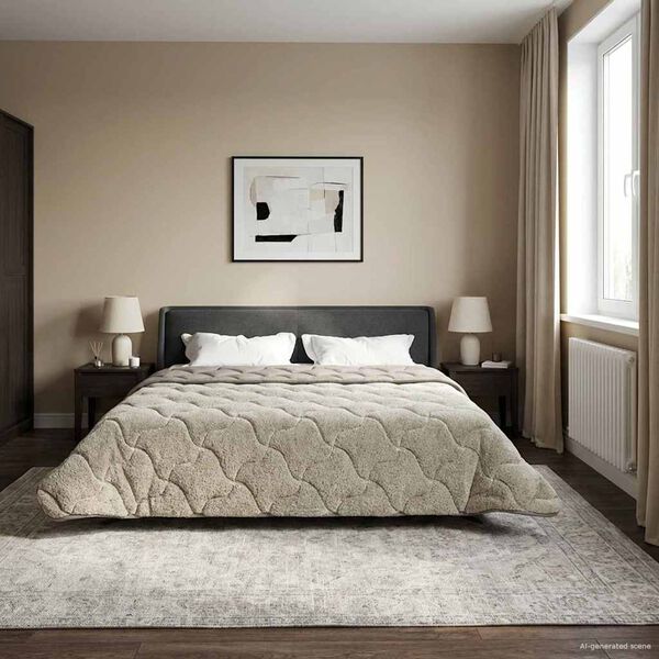 vidaXL Pilna metų antklodė Tik&scaron;tas &Scaron;viesiai pilka 200 x 220 cm