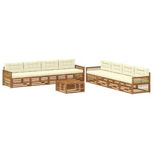 vidaXL Lauko sofos komplektas su pagalve 9 pcs Natūralus ir grietinėlė