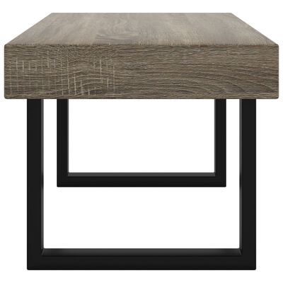 vidaXL Kavos staliukas, pilkas ir juodas, 90x45x40cm, MDF ir geležis