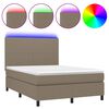 vidaXL Lova su spyruoklėmis/čiužiniu/LED, taupe, 140x190 cm, audinys