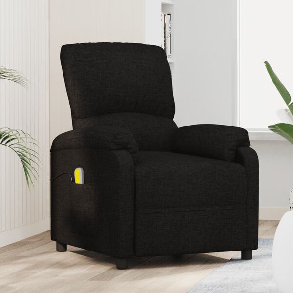 vidaXL Masažinis krėslas, juodos spalvos, audinys