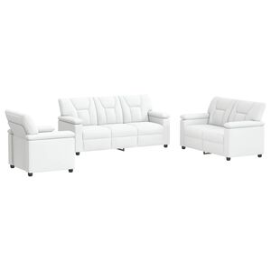 vidaXL Sofos komplektas 3 pcs Balta Dirbtinė oda