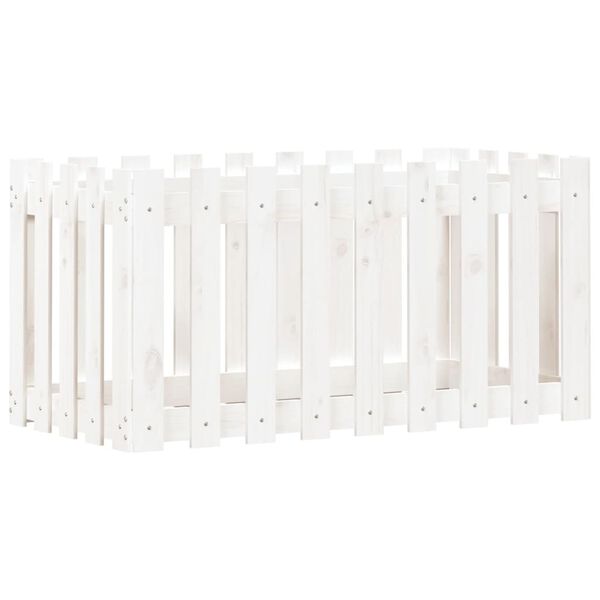 vidaXL Sodo lovelis, baltas, 100x50x50cm, pušis, tvorelės dizaino