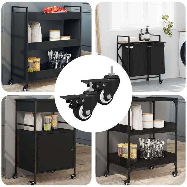 vidaXL Ratukai 2 pcs Juoda M6 x 37 mm Geležis ir nailonas