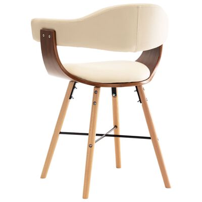 vidaXL Valgomojo kėdės, 4 vnt., kreminės, dirbtinė oda ir mediena