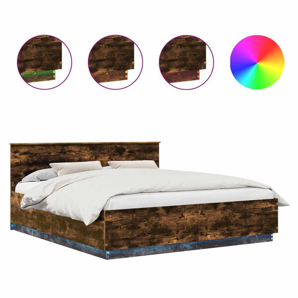 vidaXL Lovos rėmas Rūkyta ąžuolas 200 x 200 cm Apdirbta mediena