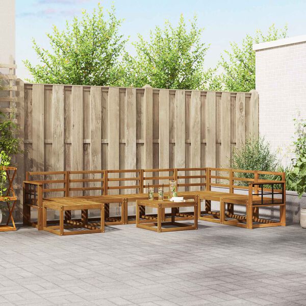 vidaXL Lauko sofos komplektas 9 pcs Natūrali Kietos akacijos mediena