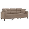 vidaXL Trivietė sofa su pagalvėmis, taupe, 180cm, mikropluo&scaron;to audinys