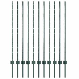 vidaXL Įmontuotas tvoros stulpas 11 vnt. Žalia 160 cm
