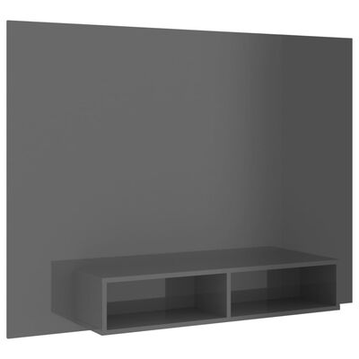 vidaXL Sieninė TV spintelė, pilka, 135x23,5x90cm, MDP, blizgi
