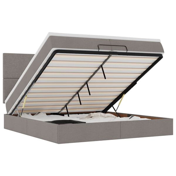 vidaXL Osmanų lovos rėmas su čiužiniais, taupe, 200x200cm, audinys