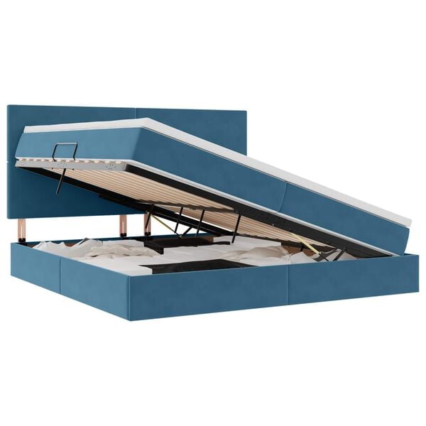 vidaXL Lova su daiktų laikymo vieta ir čiužiniu 200 x 200 cm Aksomas