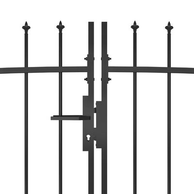 vidaXL Sodo vartai su iečių viršugaliais, juodos spalvos, 5x1,5m