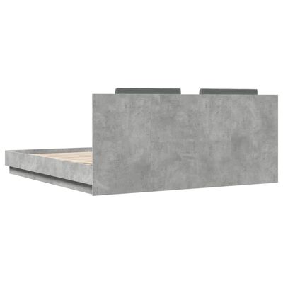 vidaXL Lovos rėmas su galvūgaliu ir LED, betono pilkas, 160x200cm