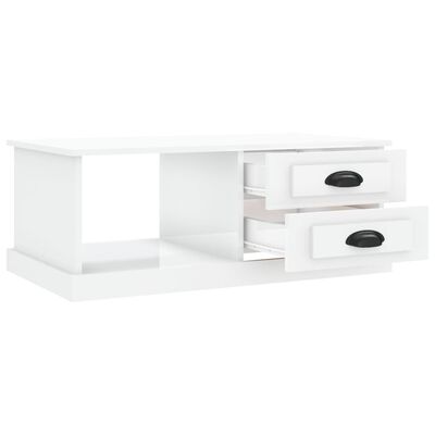 vidaXL Kavos staliukas, baltas, 90x50x35cm, apdirbta mediena, blizgus