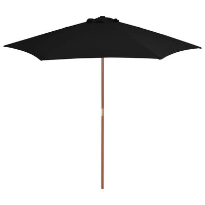 vidaXL Lauko skėtis su mediniu stulpu, juodos spalvos, 270 cm