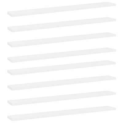 vidaXL Knygų lentynos plokštės, 8vnt., baltos, 80x10x1,5cm, MDP
