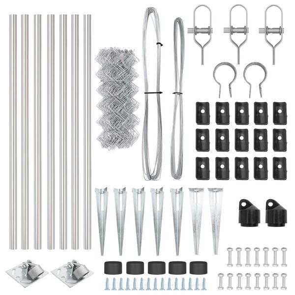 vidaXL Tvorelės stulpas Sidabro 10 x 0,4 m (60 x 60 mm tinklelis)
