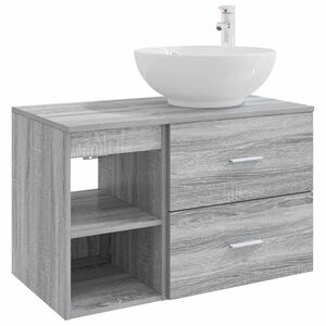 vidaXL Vonios baldų rinkinys 2 pcs Pilka Sonoma Apdirbta mediena