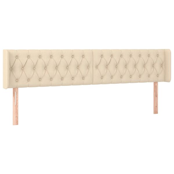 vidaXL Galvūgalis su LED, kreminės spalvos, 183x16x78/88cm, audinys