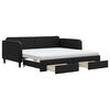 vidaXL Lova su i&scaron;traukiama dalimi/stalčiais, juoda, 100x200cm, audinys