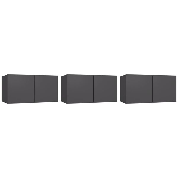 vidaXL Pakabinamos televizoriaus spintelės, 3vnt., pilkos, 60x30x30cm