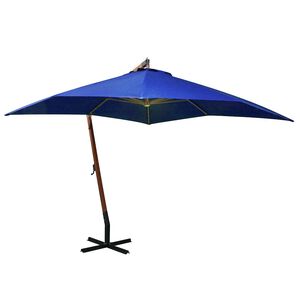 vidaXL Kabantis sodo skėtis su stulpu, mėlynas, 3x3m, eglės masyvas