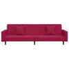 vidaXL Dvivietė sofa-lova su dvejomis pagalvėmis, vyno, aksomas