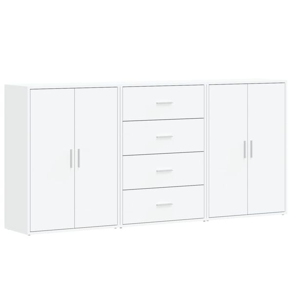 vidaXL &Scaron;oninės spintelės, 3vnt., baltos, 60x31x84cm, apdirbta mediena