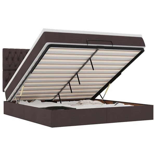 vidaXL Osmanų lova su čiužiniu Tamsiai rudas 180x200 cm Audinys