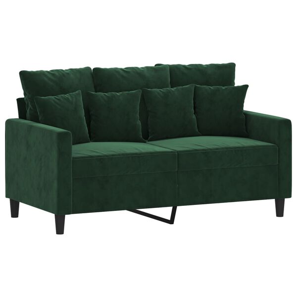 vidaXL Dvivietė sofa, tamsiai žalios spalvos, 120cm, aksomas