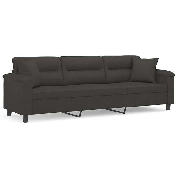 vidaXL Trivietė sofa su pagalvėmis, tamsiai pilka, 210cm, audinys