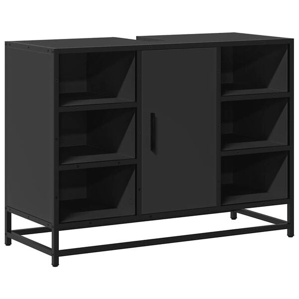 vidaXL Vonios spintelė praustuvui, juoda, 80x33x60cm, apdirbta mediena