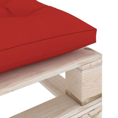 vidaXL Sodo otomanė iš paletės su raudona pagalvėle, pušies mediena