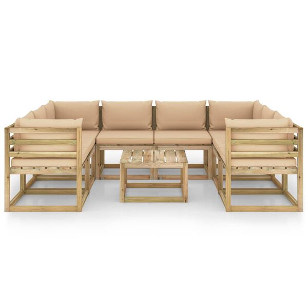 vidaXL Sodo komplektas su pagalvėlėmis, 9 dalių, impregnuota pu&scaron;is